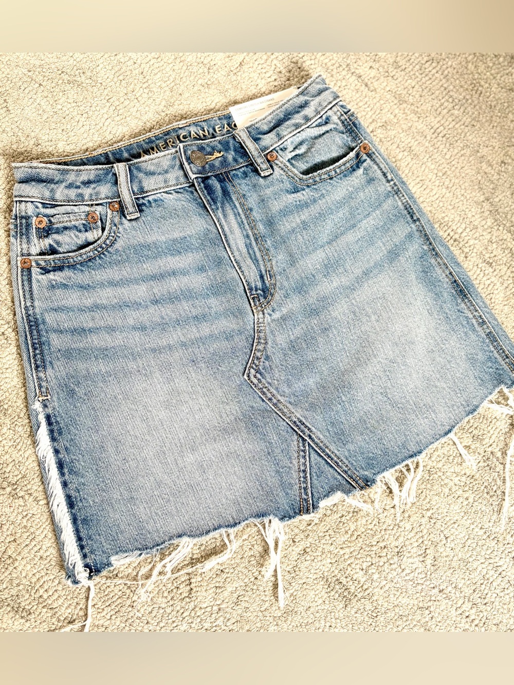 American Eagle Super High Rise A-Line Denim Mini Skirt NWT Size 26
